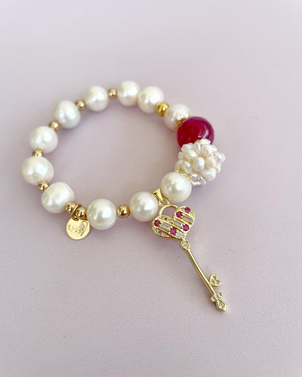 Pulsera Perlas Llave Amor Tabiz