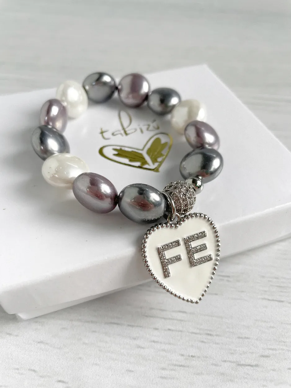 Pulsera Madre Perla Plateada Fe Tabiz