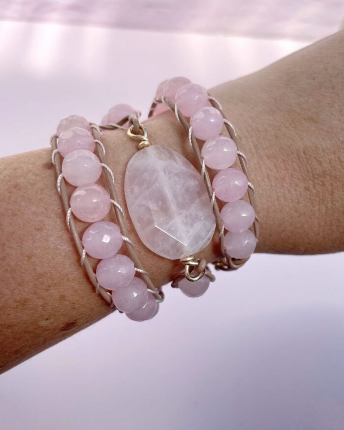 Wrap Bracelet cuarzo rosa - Imagen 2