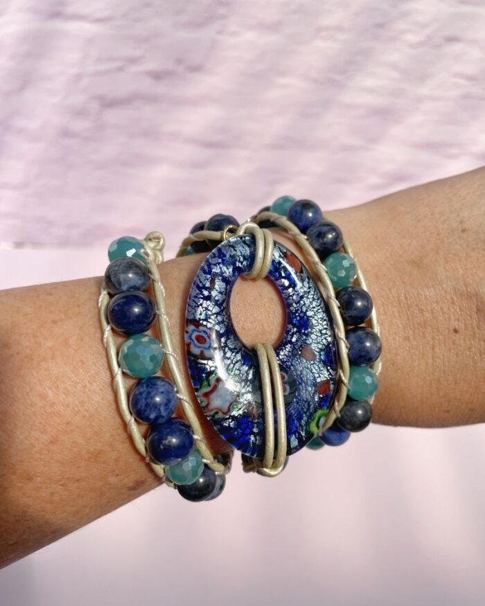 Wrap bracelet murano azul - Imagen 2