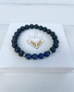 Pulsera lapislázuli y piedra volcánica