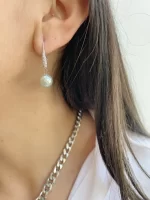 Conjunto pulsera collar y aretes Madre perla facetada - Imagen 3