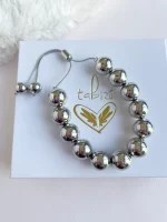 Pulsera ajustable balines plateados - Imagen 2