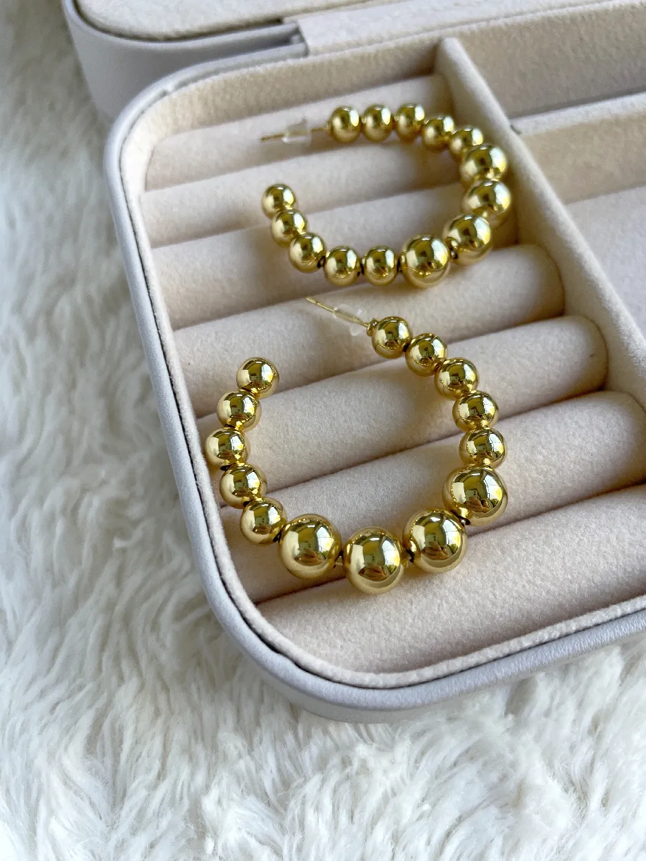 t375 Argollas balines dorados - Imagen 1
