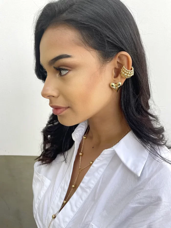 Arete corazones coquette dorado - Imagen 2