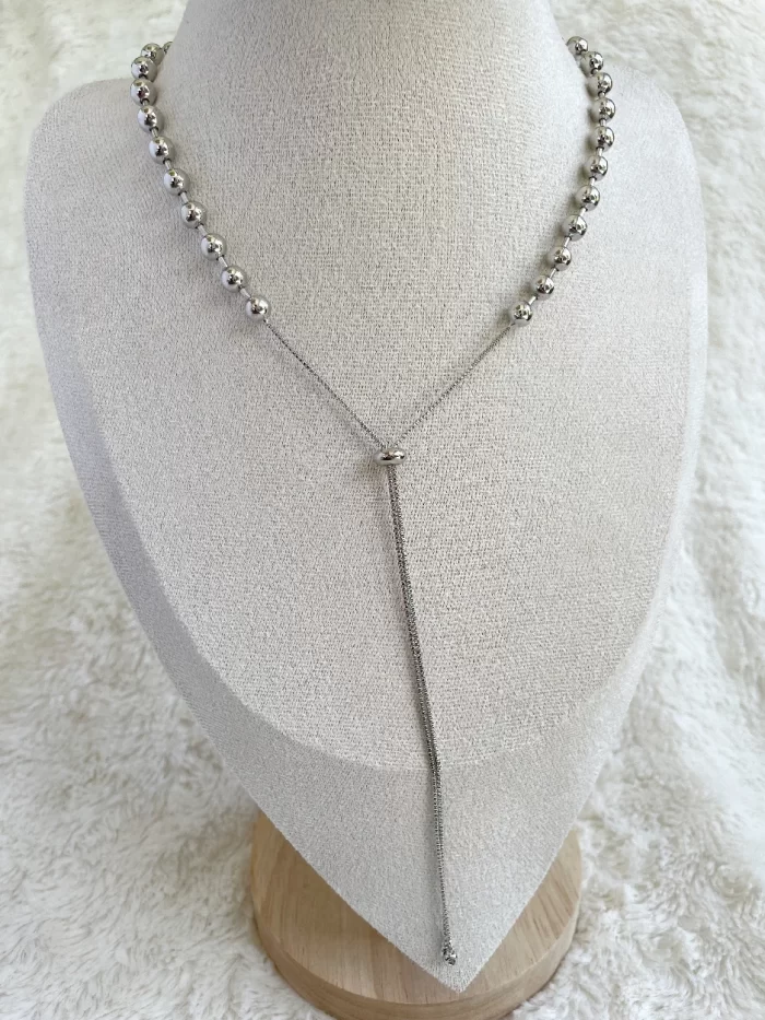 Collar balines plateados ajustable dos usos - Imagen 2