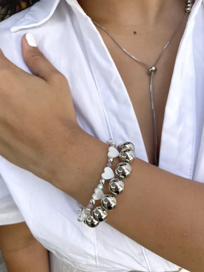 Collar balines plateados ajustable dos usos - Imagen 3