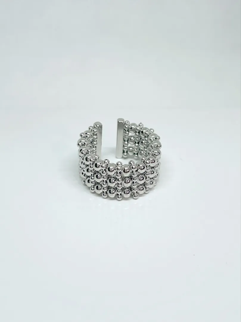 a17 Anillo mini balines plateados - Imagen 1