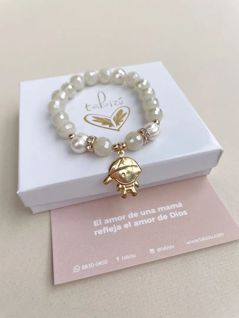 pul48 Pulsera con dije de niño cristales - Imagen 1