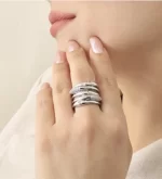 Anillo quintuple plateado con zirconias - Imagen 2