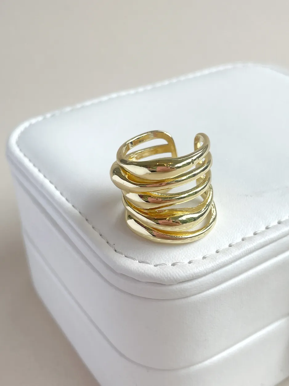 ani28 Anillo quintuple dorado - Imagen 1
