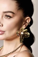 Maxi aretes flores doradas - Imagen 2