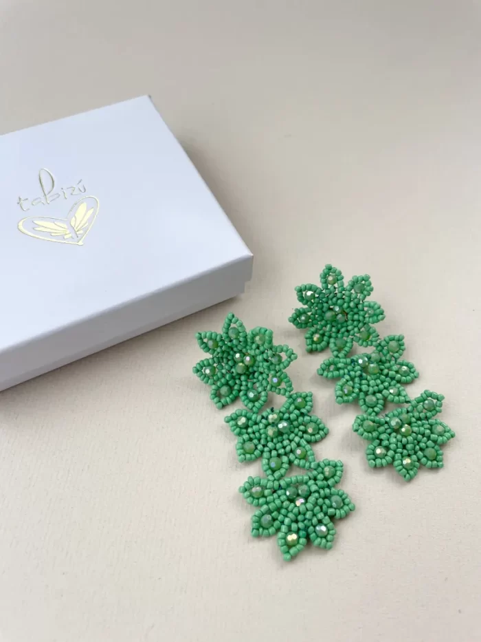 Maxi aretes flores verdes - Imagen 2
