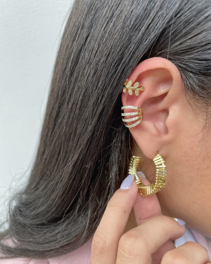 Earcuff maxi dorado y zirconias - Imagen 2