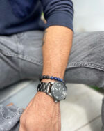 Pulsera lapislázuli y piedra volcánica - Imagen 2