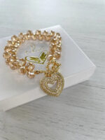 Pulsera cristales gota nude corazón - Imagen 2