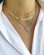Cadena con dije de corazón zirconias fucsia - Imagen 2