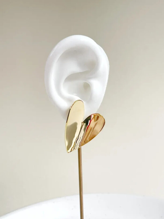Aretes maxi corazón dorado - Imagen 2