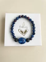 Pulsera azul lapislázuli y ágata - Imagen 2