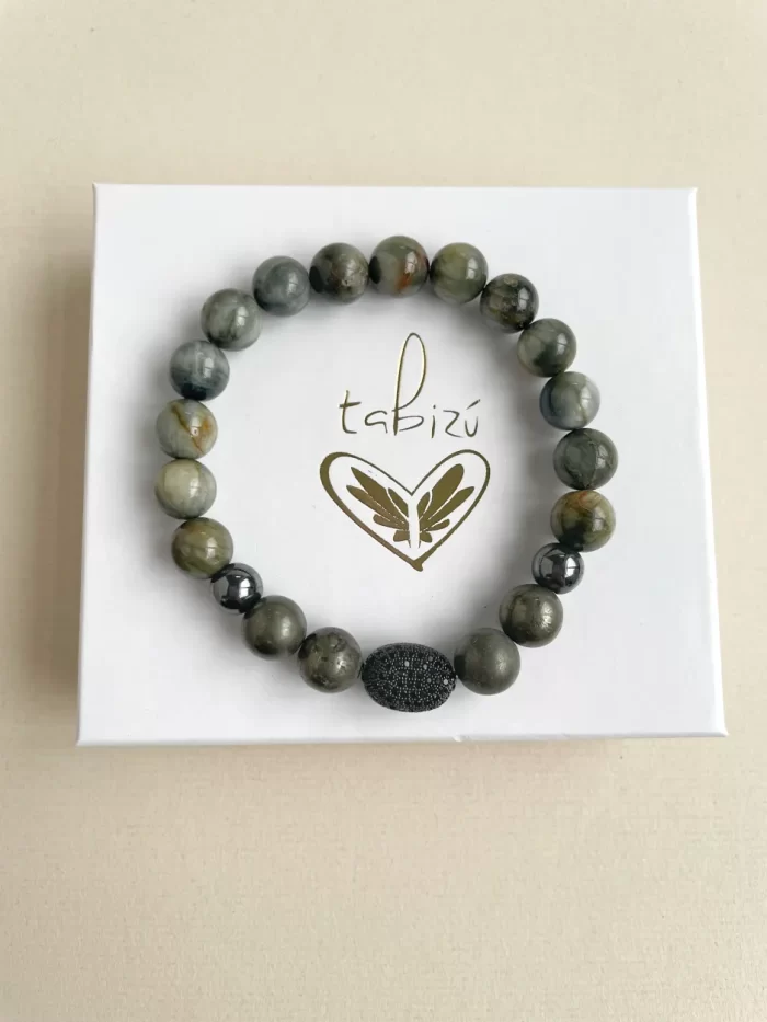 Pulsera pirita y entrepieza negra - Imagen 3