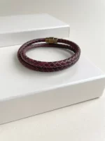 Pulsera de cuero doble café