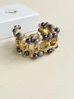 Brazalete tejido perla azuladas