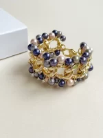 Brazalete tejido perla azuladas - Imagen 3