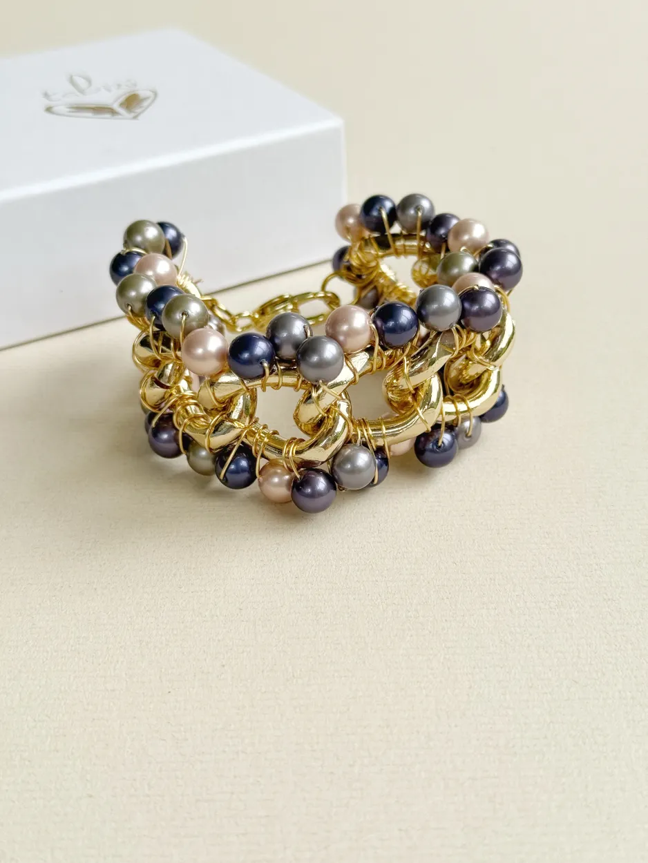 Brazalete tejido perla azuladas