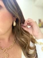 Arete gota luna dorada zirconias - Imagen 2