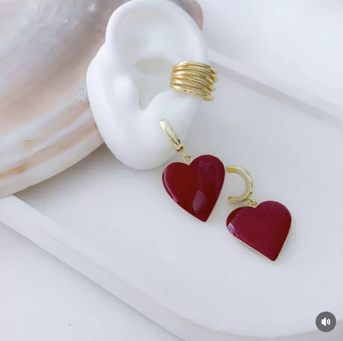Arete corazón rojo - Imagen 2