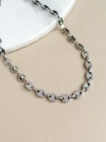 Collar óvalos plateado zircon