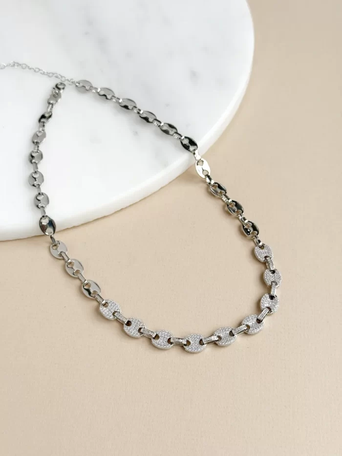 Collar óvalos plateado zircon - Imagen 2