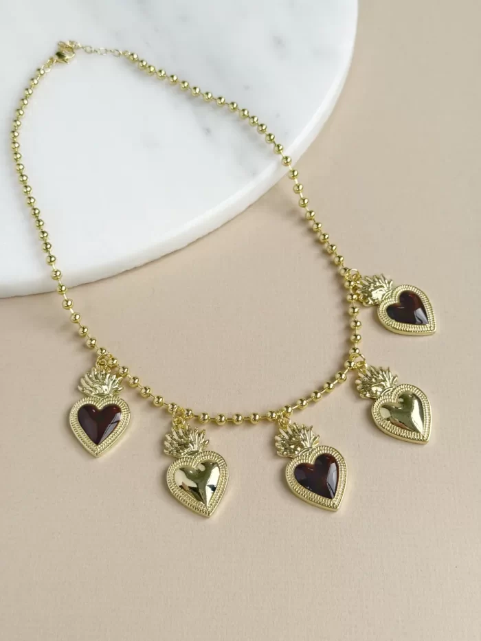 Collar corazones brown - Imagen 2