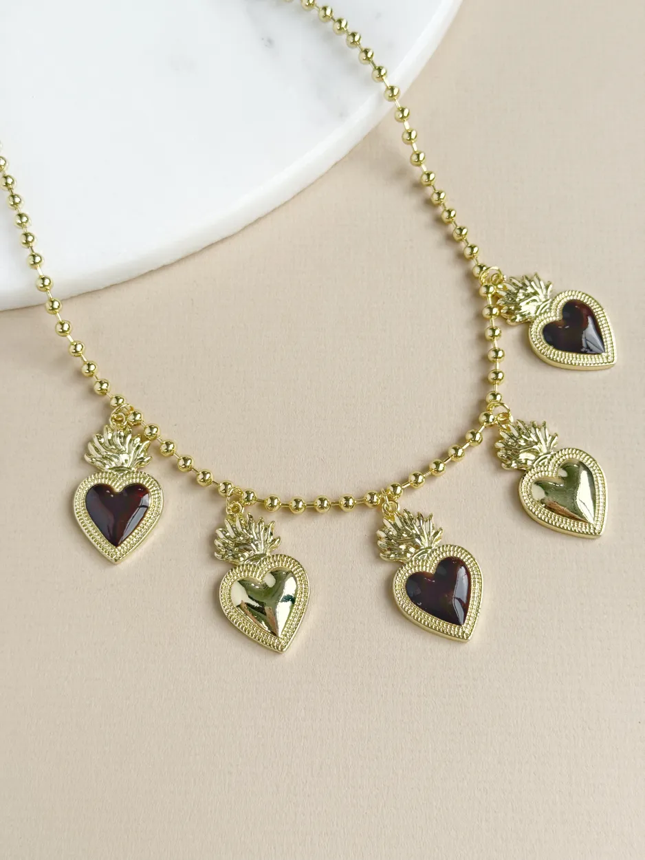 Collar corazones brown