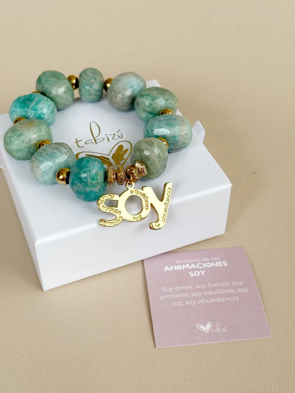 Pulsera afirmaciones SOY amazonita