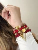 Set rojo, vino y dorado, creo en mí - Imagen 2