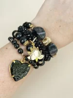 Set negro flor de loto