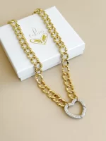 Collar eslabón bitono corazón