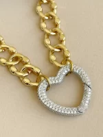 Collar eslabón bitono corazón - Imagen 2