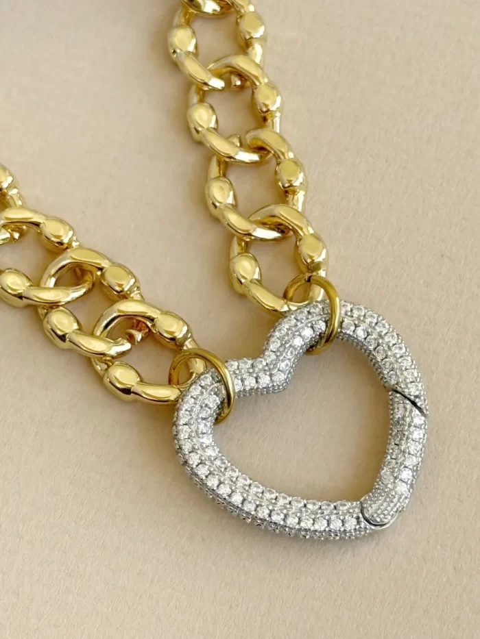 Collar eslabón bitono corazón - Imagen 2