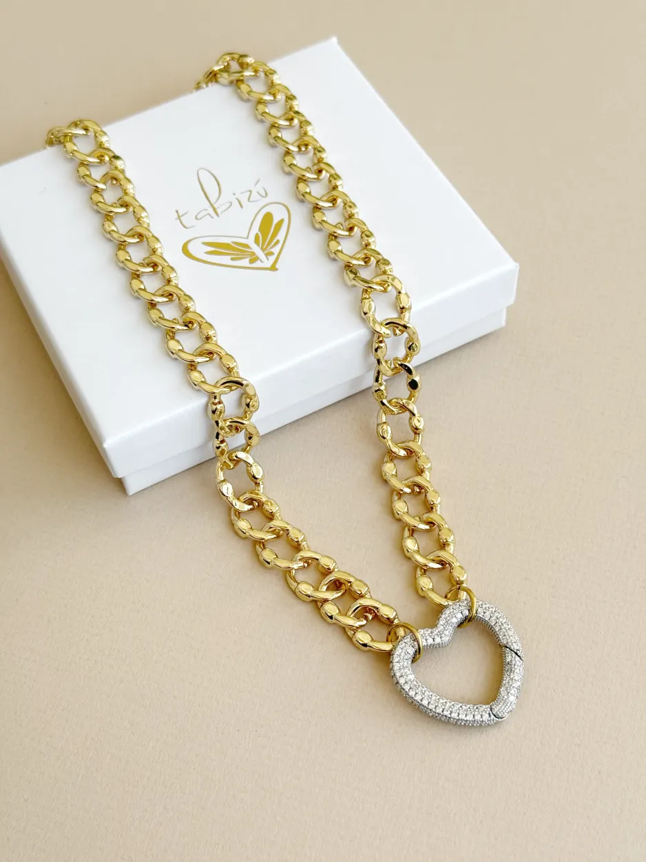 Collar eslabón bitono corazón