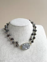 Collar/ choker drusa y cuarzo - Imagen 3