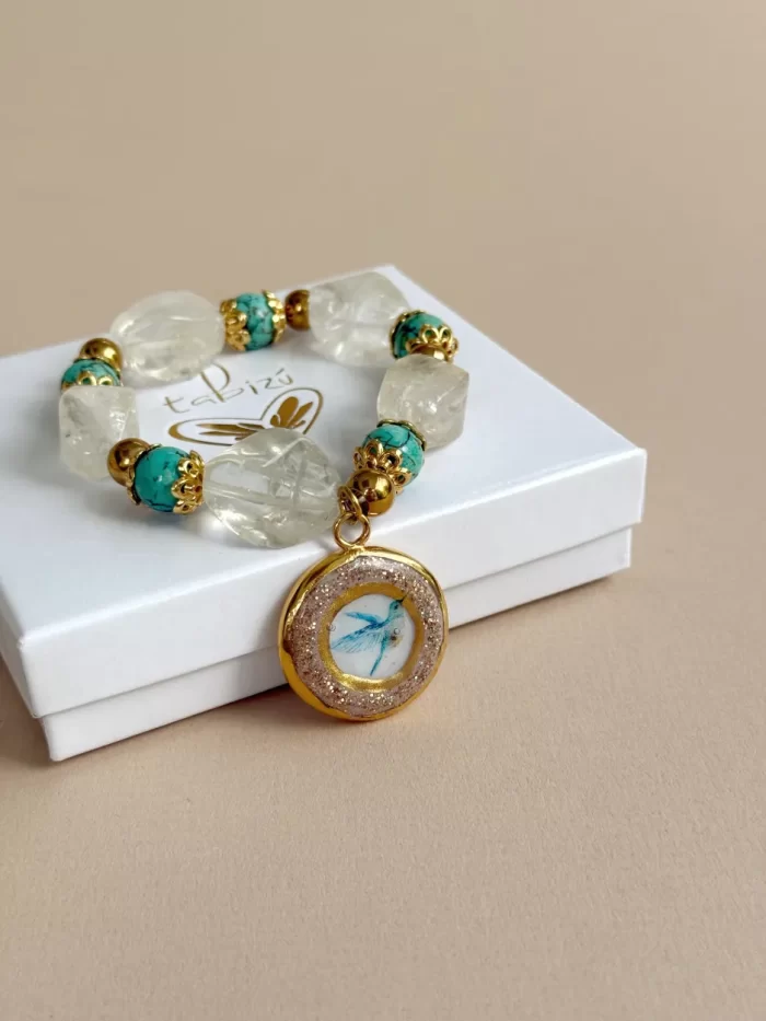 Pulsera citrino y turquesa COLIBRI - Imagen 3