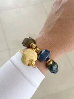Pulsera maxi piedras lapislázuli y ágata india