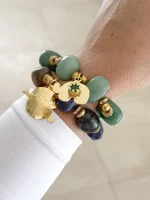 Pulsera maxi piedras lapislázuli y ágata india - Imagen 2