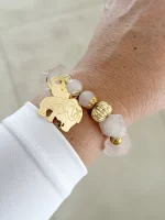 Pulsera maxi cuarzo rosa FAMILIA