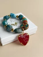 Pulsera apatita corazón murano