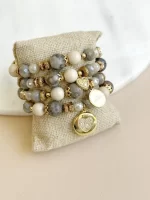 Set gris y beige relicario