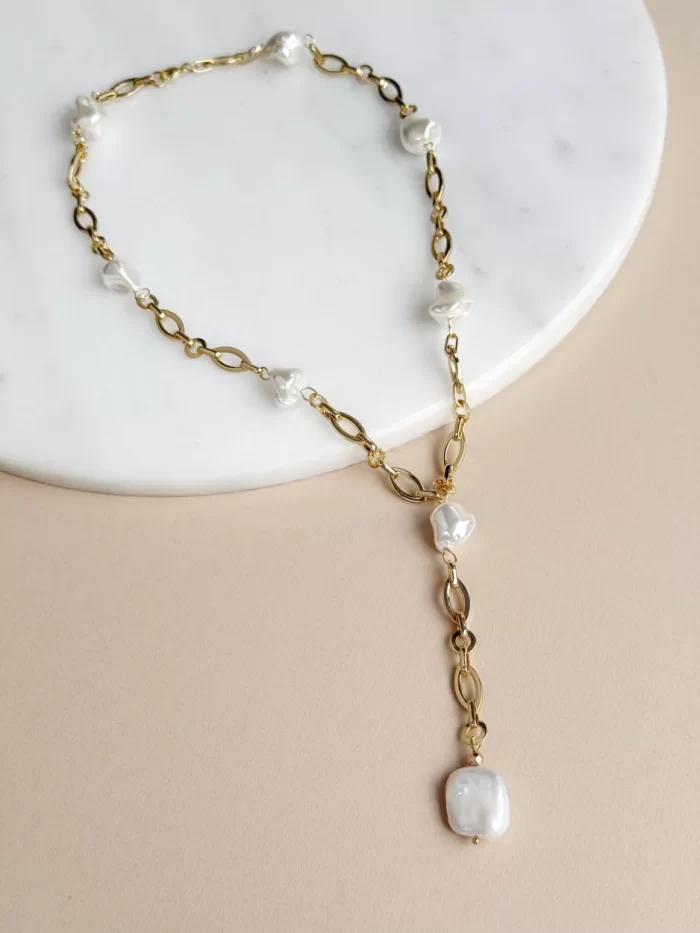 Collar en Y con perlas - Imagen 2