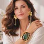 Maxi aretes flores drusa verde - Imagen 2